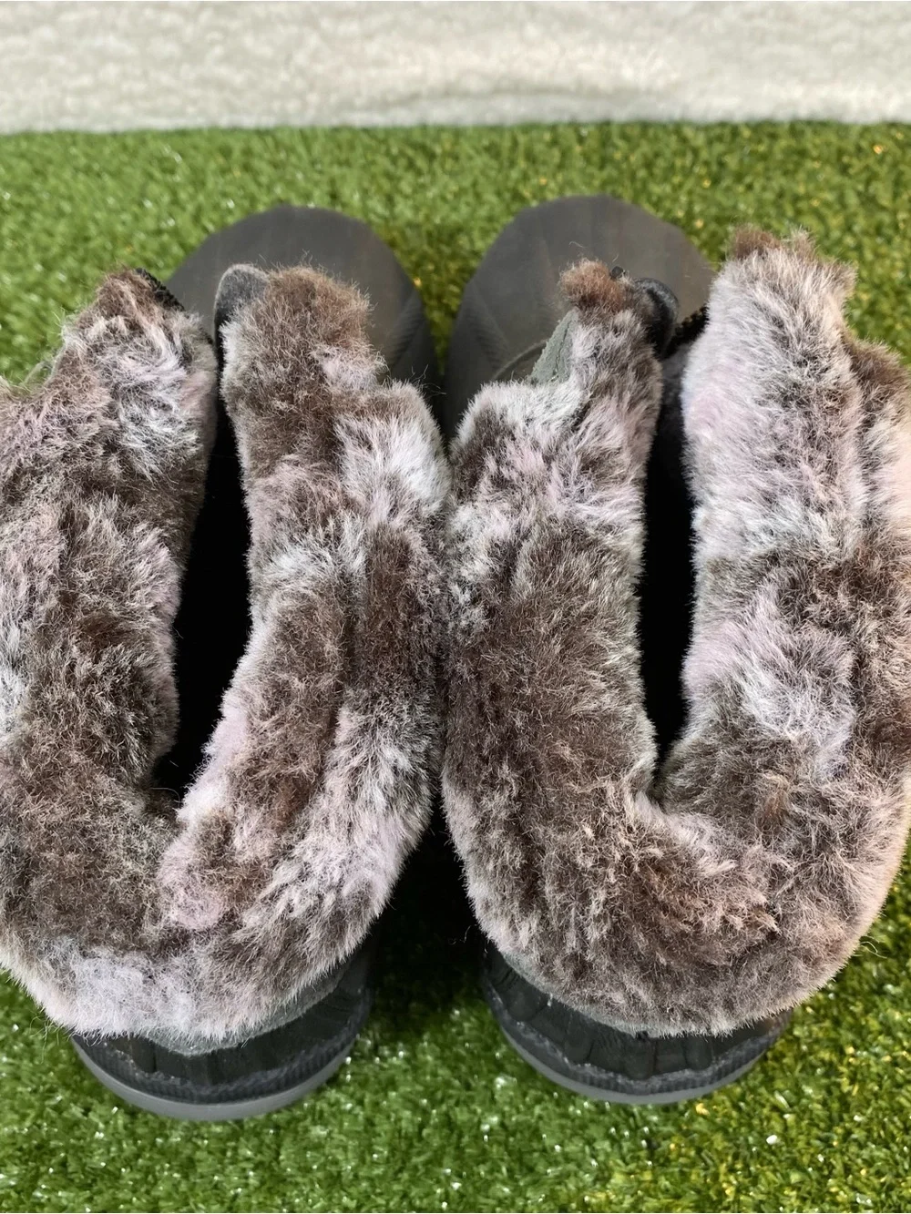 Propet Lumi Winter Duck Boots Women 8.5 Snow Gray Black Ankle Zip Waterproof Fur